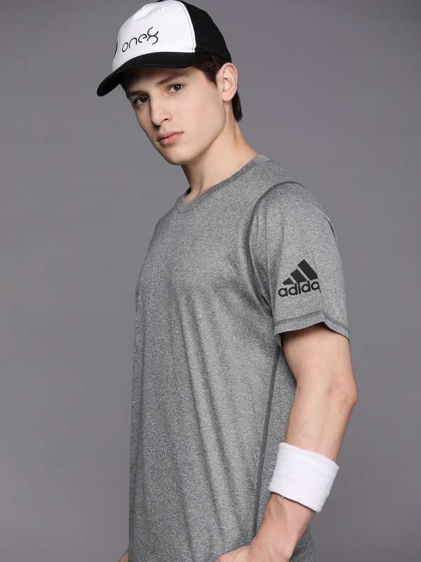 Adidas Men Charcoal Grey Freelift Chill1 Solid Round Neck T Shirt