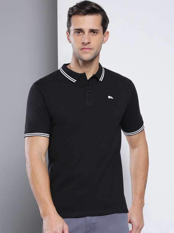 Plain black t deals shirt with collar