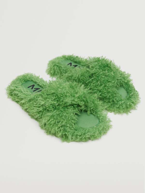MANGO Women Pink Faux Fur Room Slippers Price in India, Full