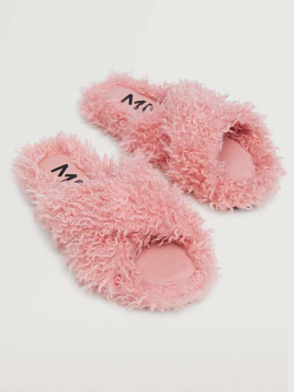 Mango fluffy slippers sales
