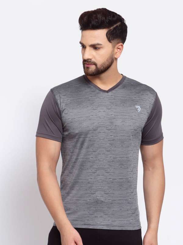 Flicker Hoods Grey Printed V Neck T Shirt 4229812.htm Buy