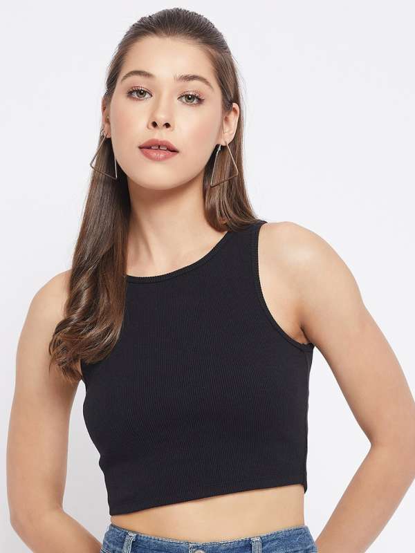 Cotton Black Short Crop Camisole, Size: One Size,Free Size at Rs