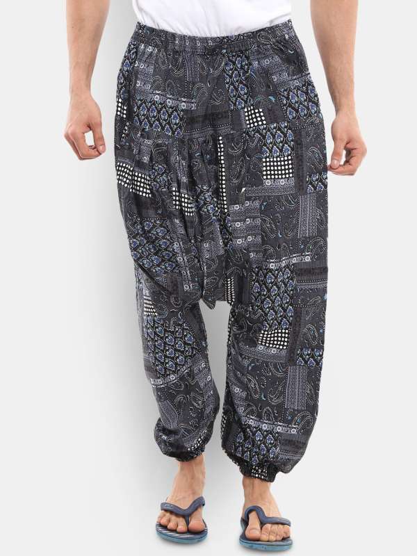 Tribal Harem Cotton Yoga Pants with Elastic Bottom, Multicoloured