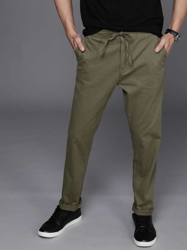 Buy CELIO Olive Solid Cotton Straight Fit Mens Trousers  Shoppers Stop