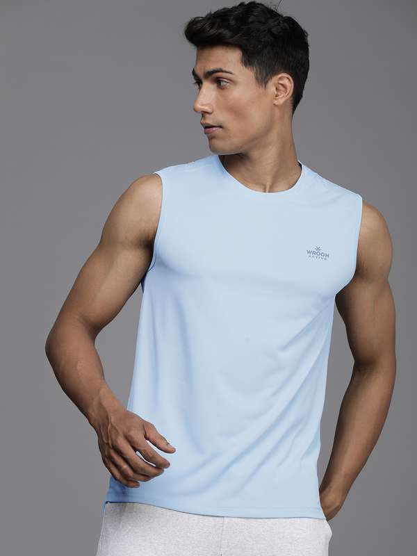 Wrogn Blue Printed Regular Fit Round 