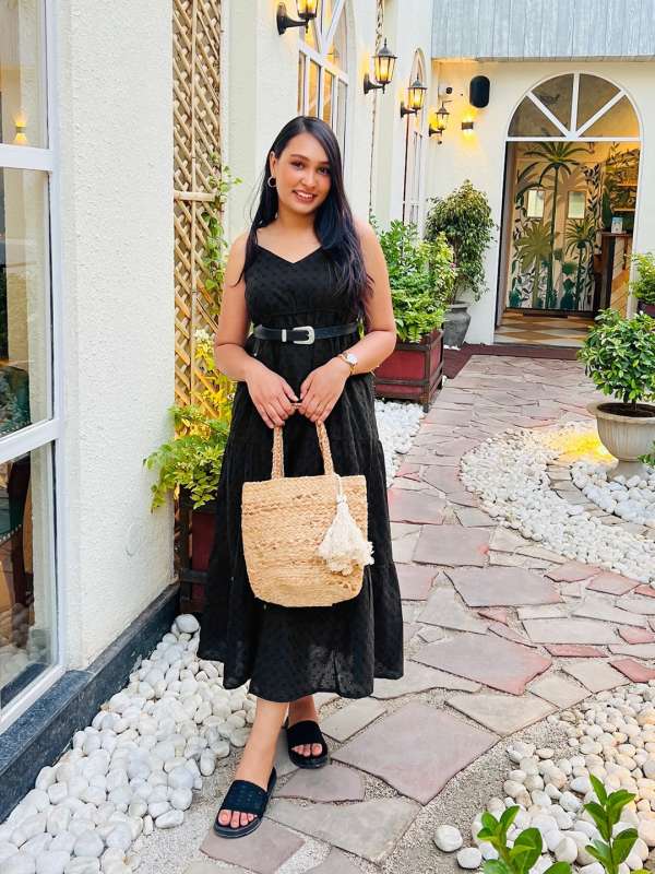 Tokyo talkies women's maxi black dress sales