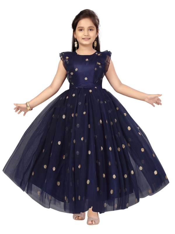 Golden Navy Blue Kids Party Dresses Frocks Aarika Buy Golden