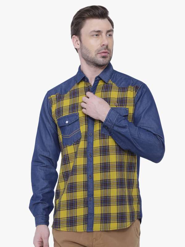 Yellow denim shirt outlet