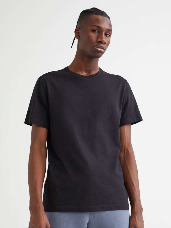 H&m mens black t shirt online