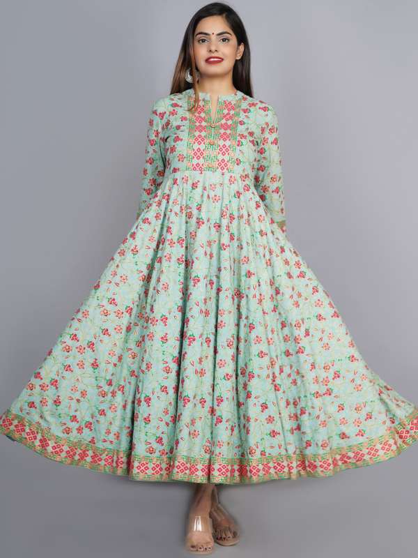 Anarkali kurti with V Neck style with Pant and Dupatta