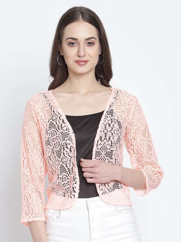 Women Pink Shrug Buy Women Pink Shrug online in India