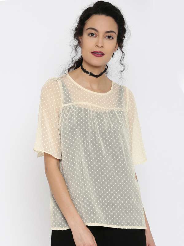 VOBERRY Womens Sheer Mesh See-Through Long Sleeve India