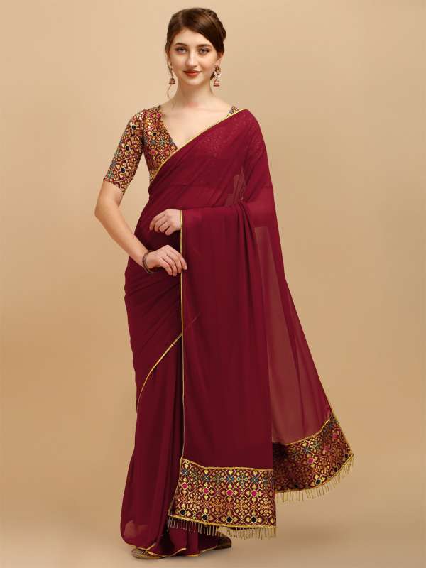 Plain saree in best sale myntra