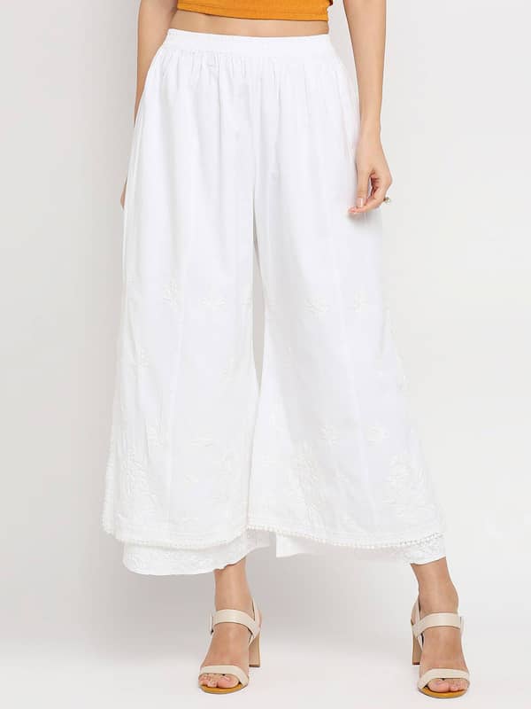 Buy online White Chikankari Tapered Pant from Skirts, tapered pants &  Palazzos for Women by Ada for ₹1789 at 0% off | 2023 Limeroad.com
