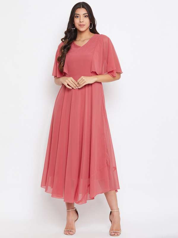 Peach colour one piece dress on sale
