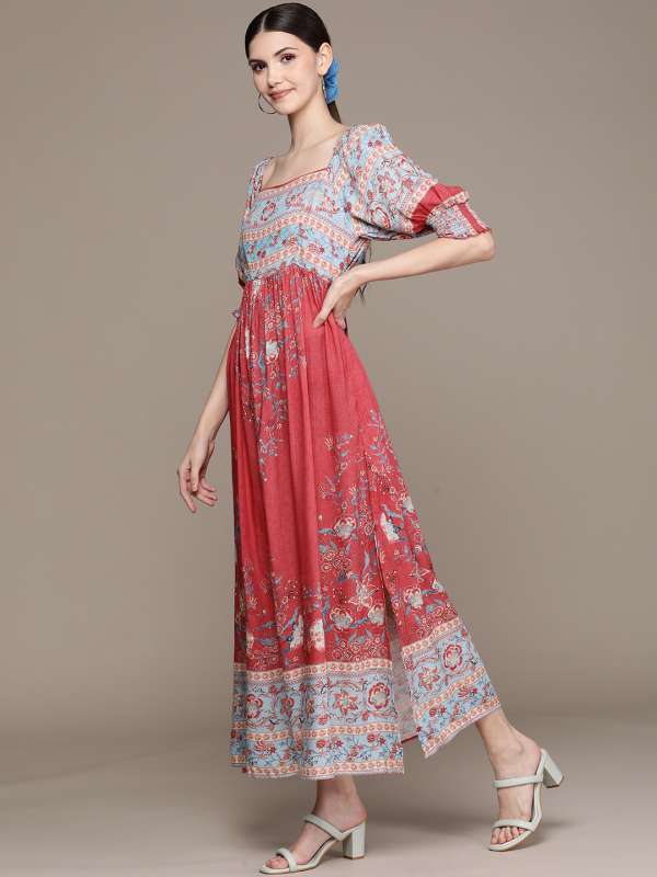 Label Ritu Kumar Pink Printed Skater Dress 6039518.htm Buy Label