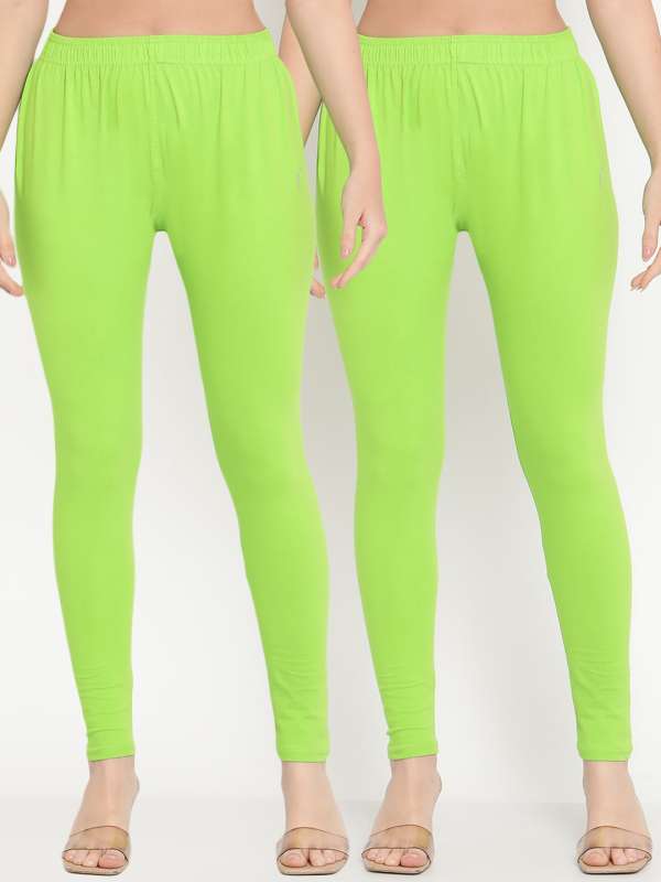 Cotton Lycra Plain Designer Party Wear Neon Green Legging, Size: Large at  Rs 299 in Surat