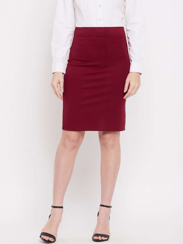 Maroon pencil store skirt online india