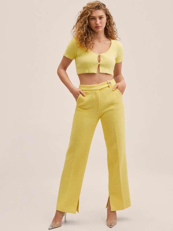 Mango Yellow Trousers Buy Mango Yellow Trousers online in India