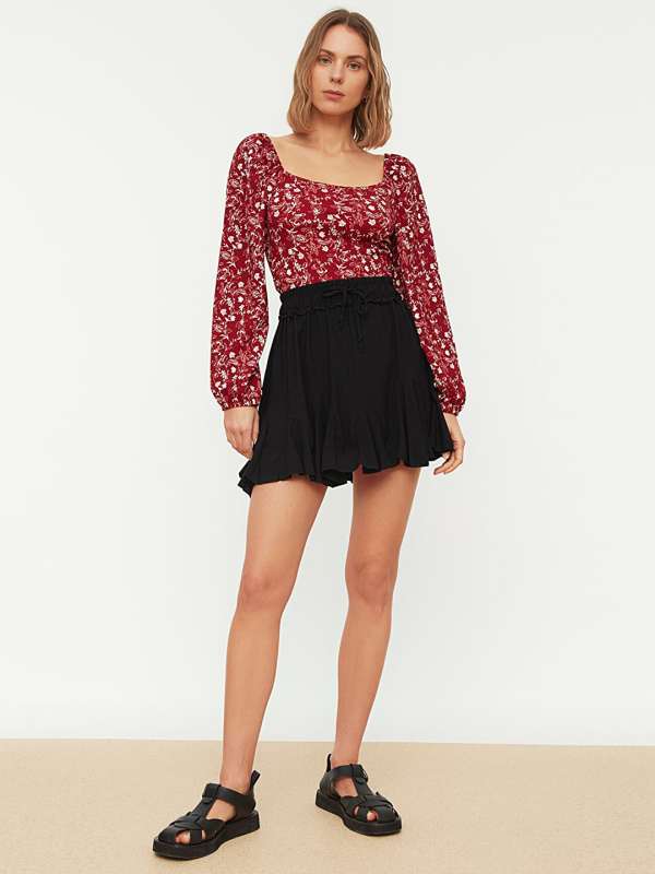 Buy black a top line mini skirt