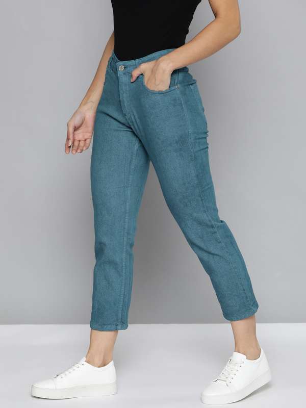 Teal color jeans sales