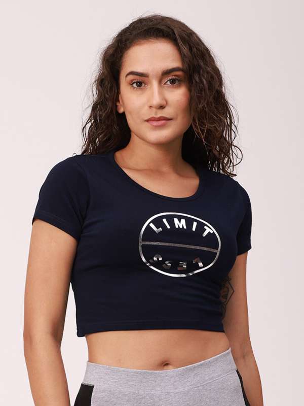 Nude Navy Blue Women Tops Tshirts Shirts De Moza - Buy Nude Navy