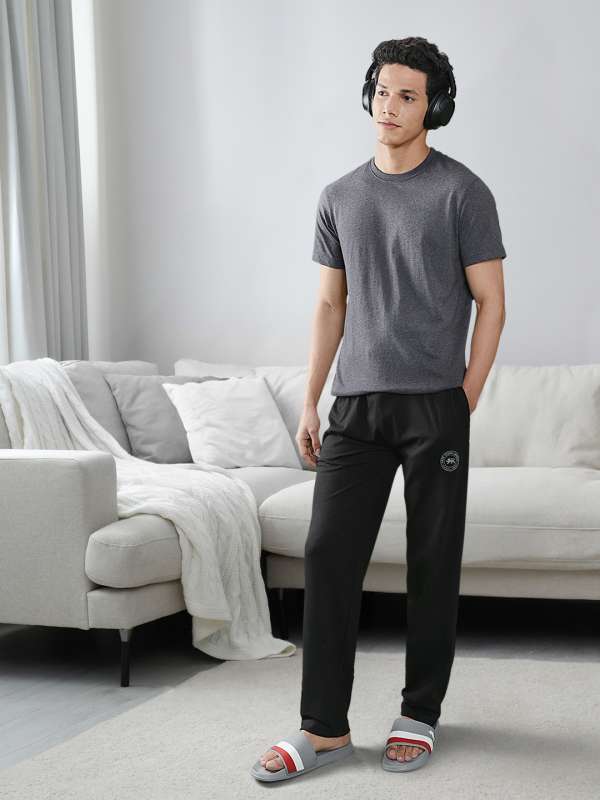 Buy Men Grey Solid Casual Lounge Pant Online - 715134