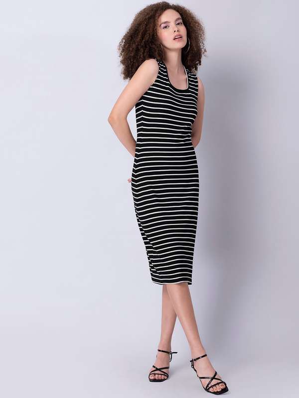 Faballey White Striped Dress - Buy 
