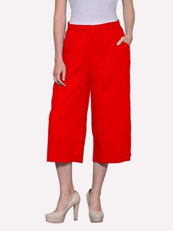 Stylish Women Capri Pants Pockets Clothes Capri Pants Solid Color Loose  Capri Pants