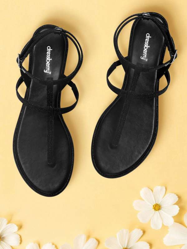 Dressberry Black Solid T Strap Flats Buy Dressberry Black Solid