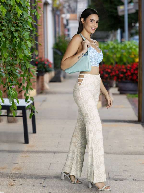 Moshe Flared Women White Trousers  Buy Moshe Flared Women White Trousers  Online at Best Prices in India  Flipkartcom