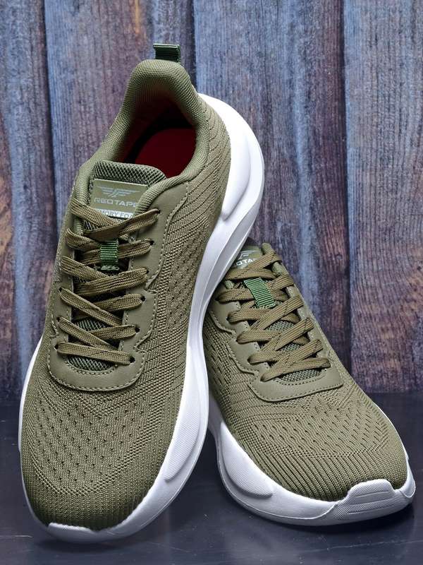 olive green running shoes