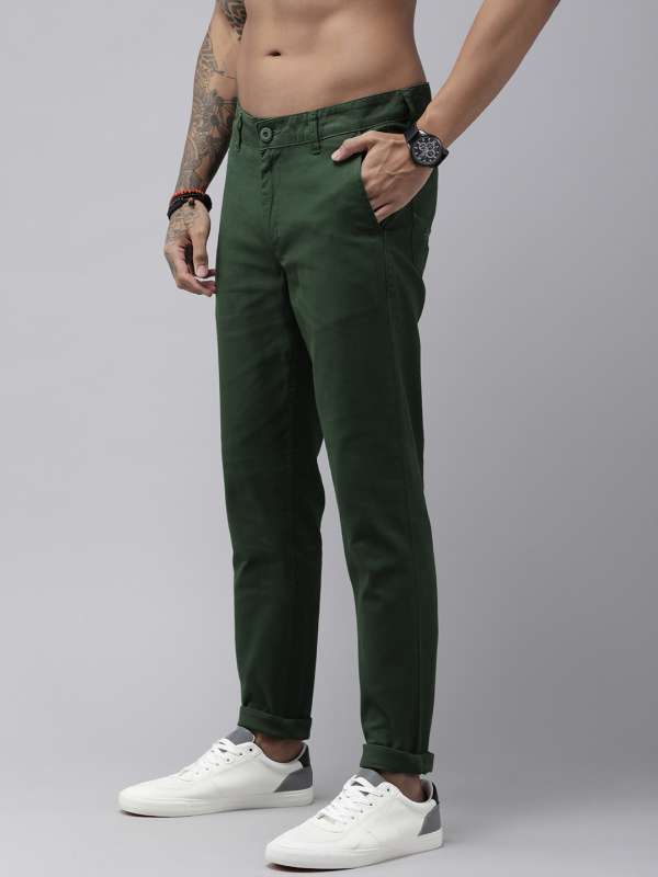 Dark Green Trousers - Buy Dark Green Trousers online in India