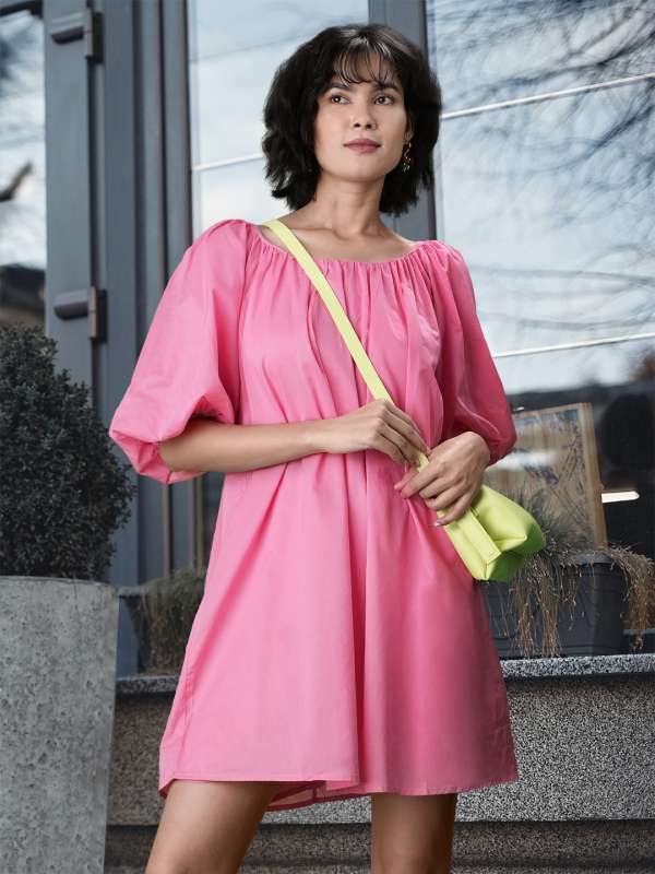Mango Pink Solid Dress Buy Mango Pink Solid Dress online in India