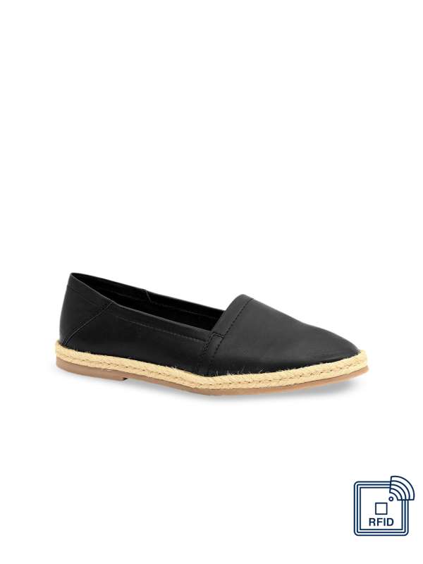 Womens black sales leather espadrilles
