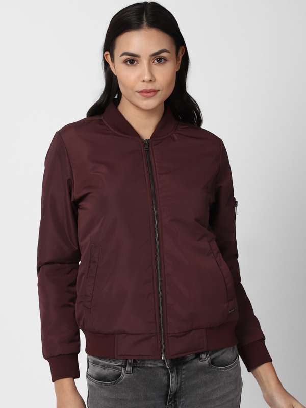 Van Heusen Women Maroon Solid Bomber Jacket Buy Van Heusen Women Maroon Solid Bomber Jacket online in India