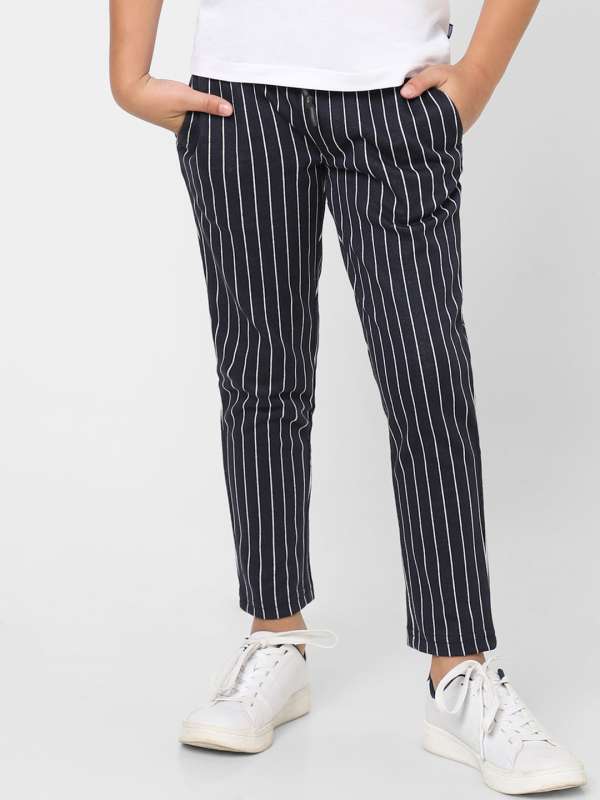 Buy Men's Black Striped Casual Pants for Men Online at Bewakoof