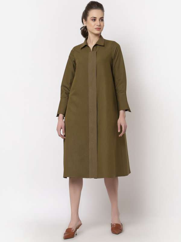 Olive Green Shirt Dresses Buy Olive Green Shirt Dresses online