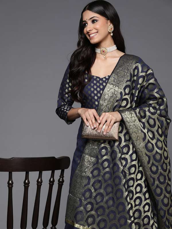 Inddus Blue Dress Material - Buy Inddus Blue Dress Material online in India