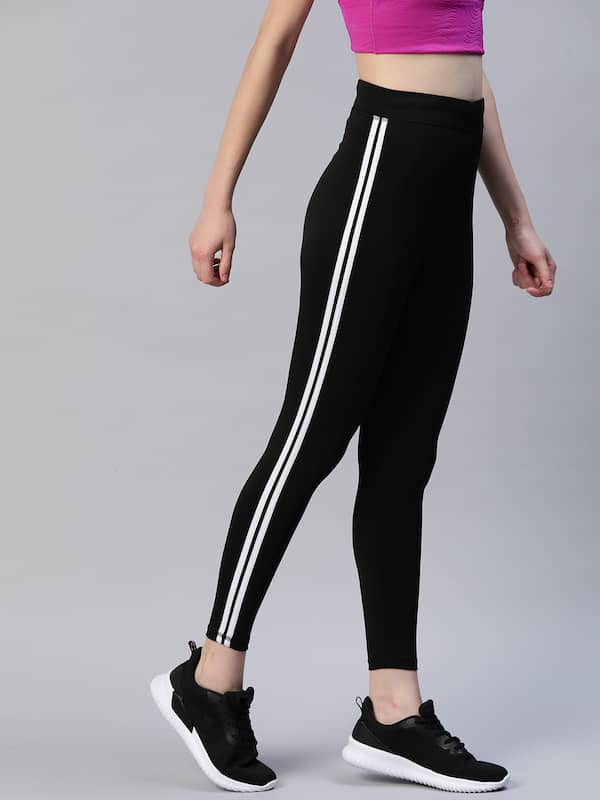 STRIPED - VERTICAL - BLACK AND WHITE - ONE-SIZE - LEGGING