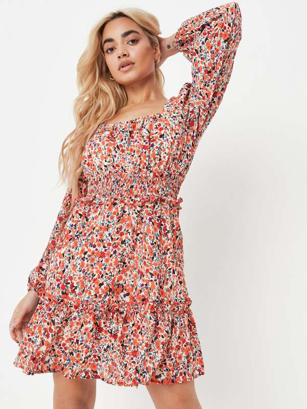 Missguided red floral dress best sale