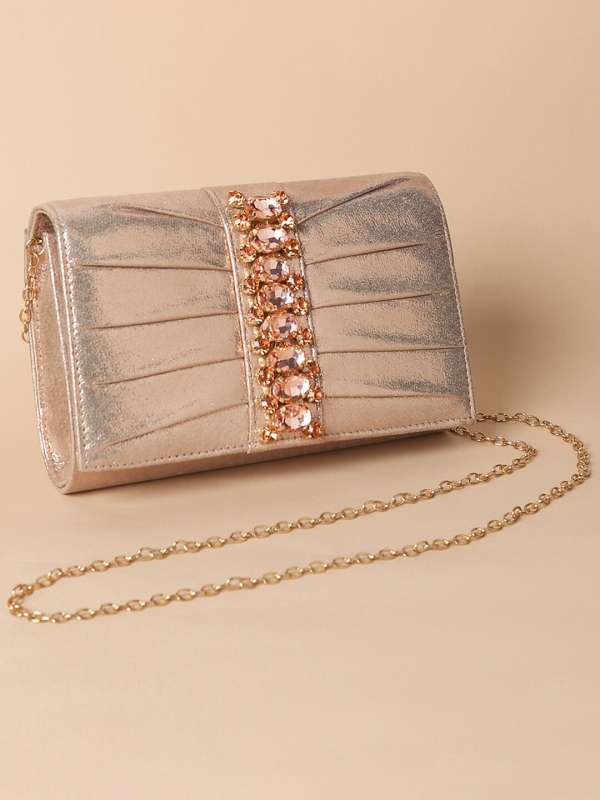 Rose gold embellished clutch bag shop