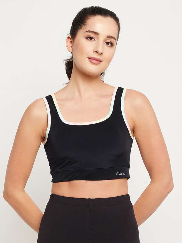 Buy Clovia Black Solid Polyester Sports Bra Online at Best Prices
