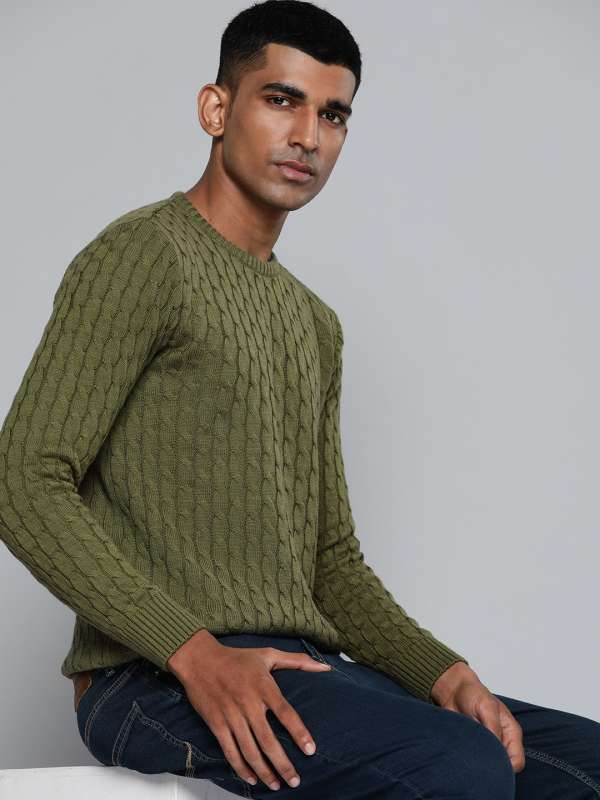 Olive Men Sweaters Ether Buy Olive Men Sweaters Ether online in