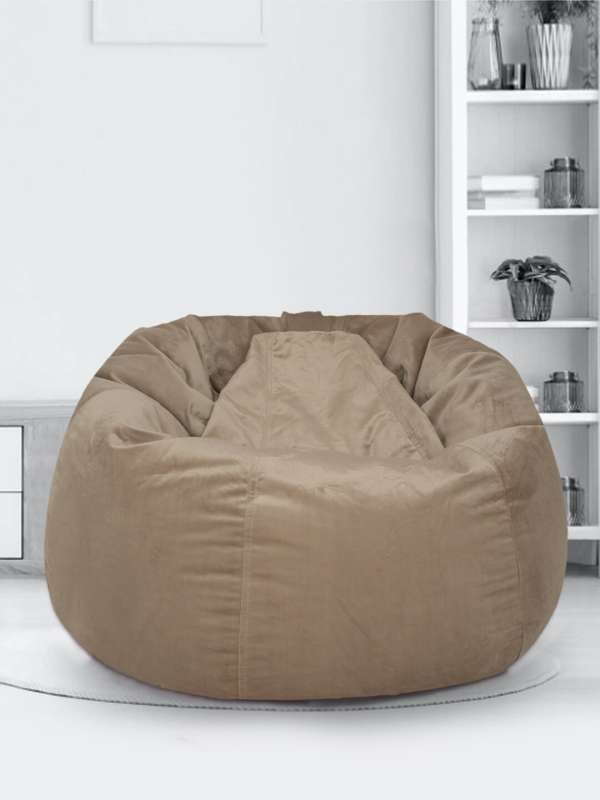 Buy Combo XXXL Leatherette Bean Bag with Beans in Grey Colour with Pouffe  at 43 OFF by Sattva  Pepperfry