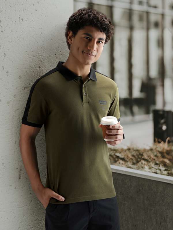 Levis Men Olive Green Solid Tshirts Buy Levis Men Olive Green
