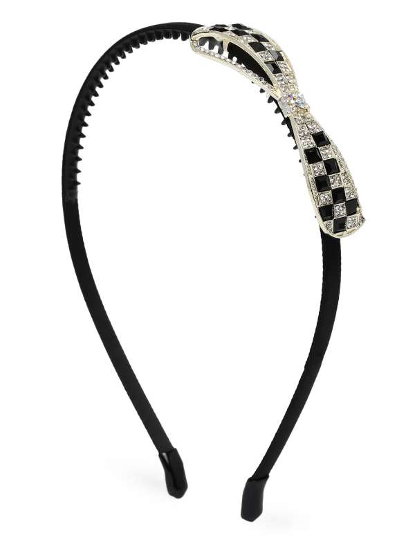 Jewelz Eye Catching Black Colour Hair Band With Stones for Girls and Women   Jewelz