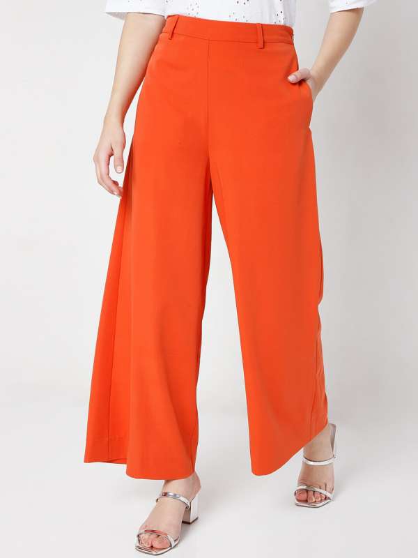 Linenblend tailored trousers  Orange  Ladies  HM IN