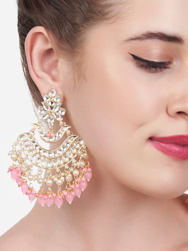Sparkling Elegance Pink and White CZ Floral Drop Earrings – VOYLLA