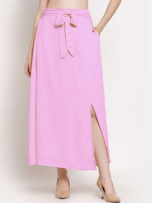 Pink long new arrivals skirt online india